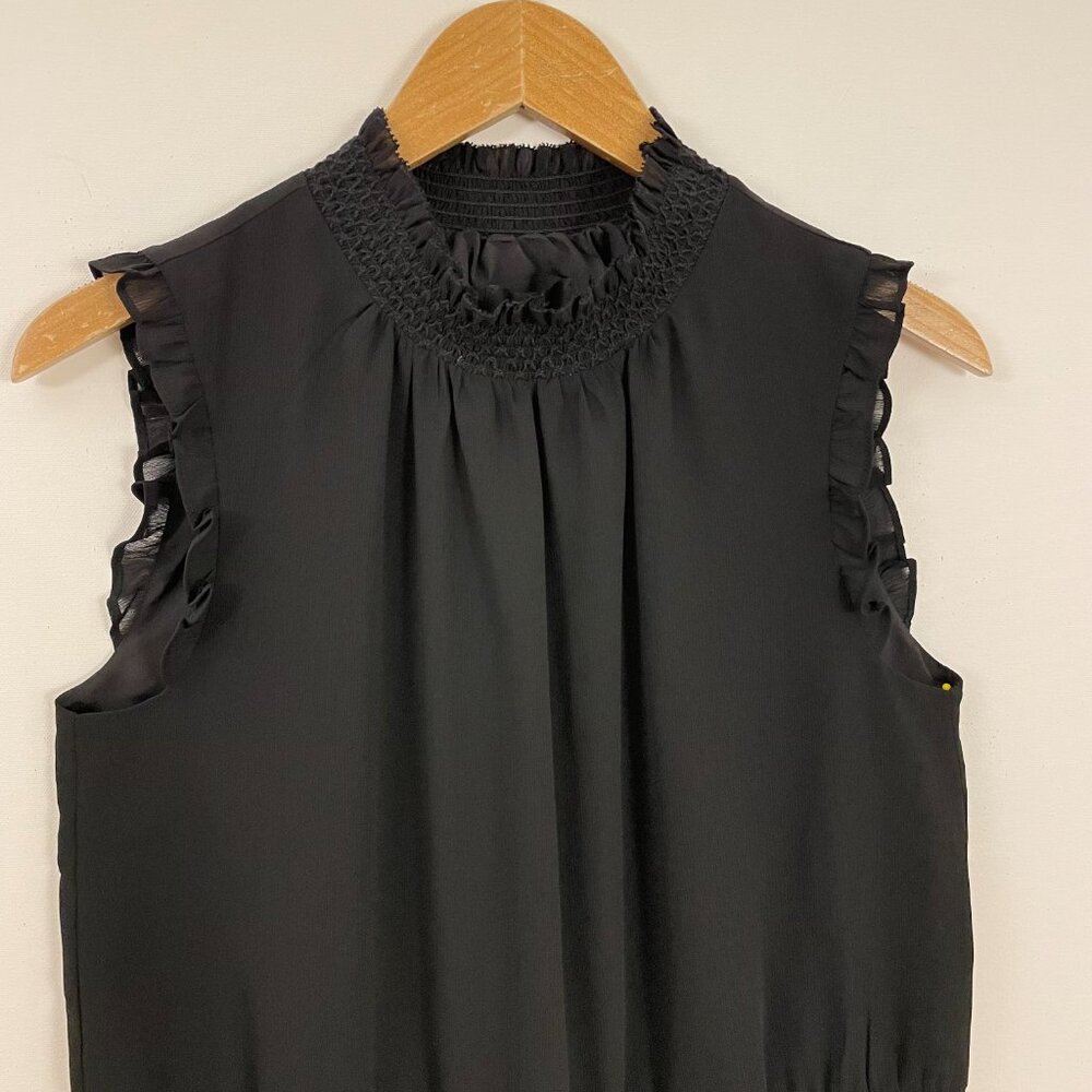 J. Crew Sleeveless Blouse Ruffled Smocked Neck and Waist - Picture 3 of 12